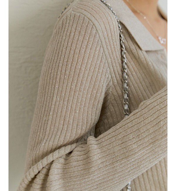 VIS「ポロ襟配色シアーリブカーディガン/イージーケア」|カーディガン|