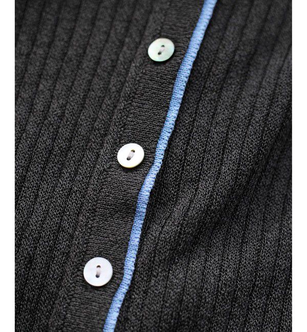 VIS「ポロ襟配色シアーリブカーディガン/イージーケア」|カーディガン|