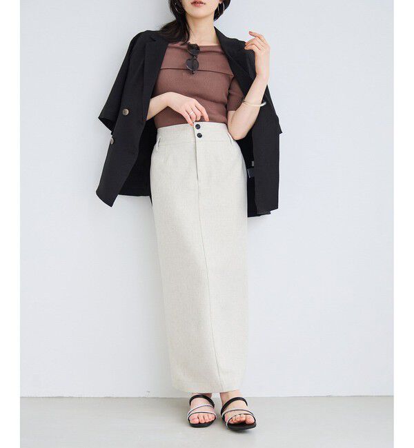 VIS「サマーツイードアイラインスカート/セットアップ対応」|スカート|