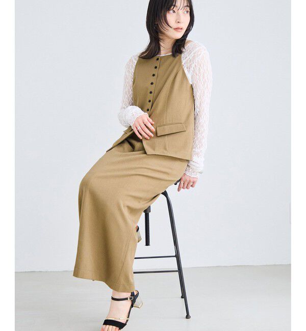 VIS「サマーツイードアイラインスカート/セットアップ対応」|スカート|