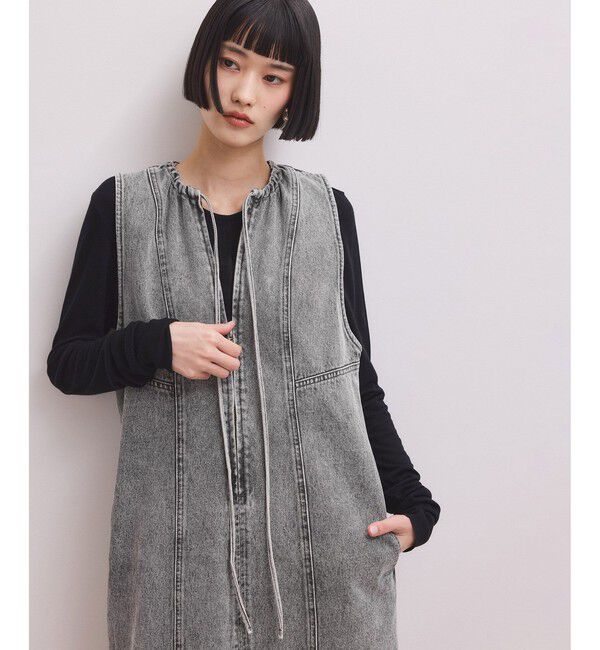 ADAM ET ROPE'「【WEB限定】ドロストネックデニムワンピース」|ワンピース|