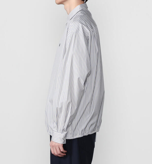 GYMPHLEX「Gymphlex | コットンポプリン ストライプ 長袖ギャザーシャツ MEN」|シャツ・ブラウス|