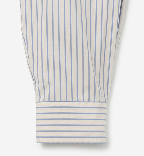 GYMPHLEX「Gymphlex | コットンポプリン ストライプ 長袖ギャザーシャツ MEN」|シャツ・ブラウス|