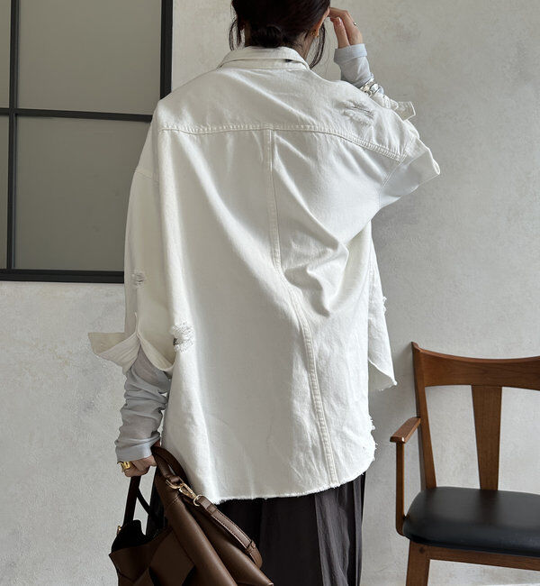  「【新色追加】ダメージデニムシャツ」|シャツ・ブラウス|