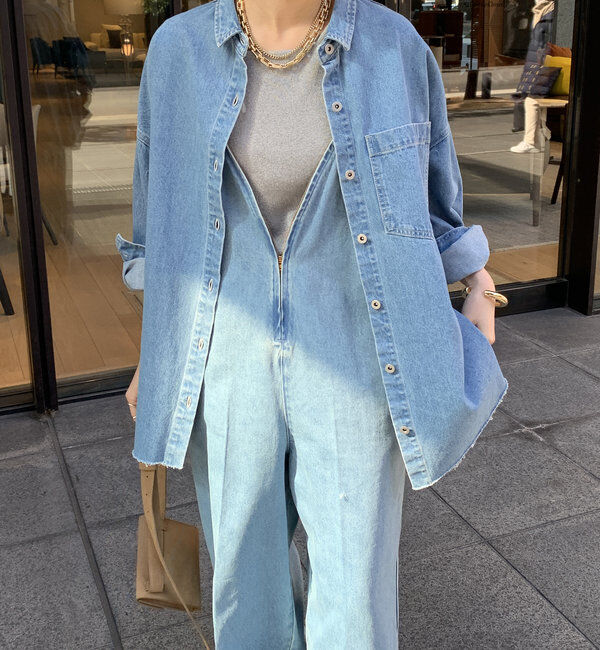  「【新色追加】ダメージデニムシャツ」|シャツ・ブラウス|