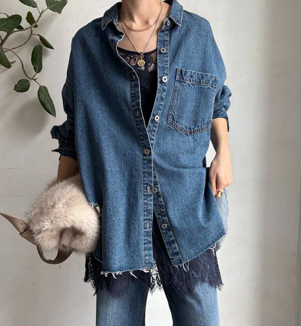  「【新色追加】ダメージデニムシャツ」|シャツ・ブラウス|