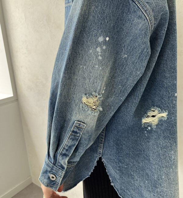  「【新色追加】ダメージデニムシャツ」|シャツ・ブラウス|