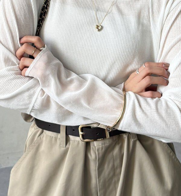  「【柔らかい着心地】袖シアーリブTEE」|Tシャツ・カットソー|