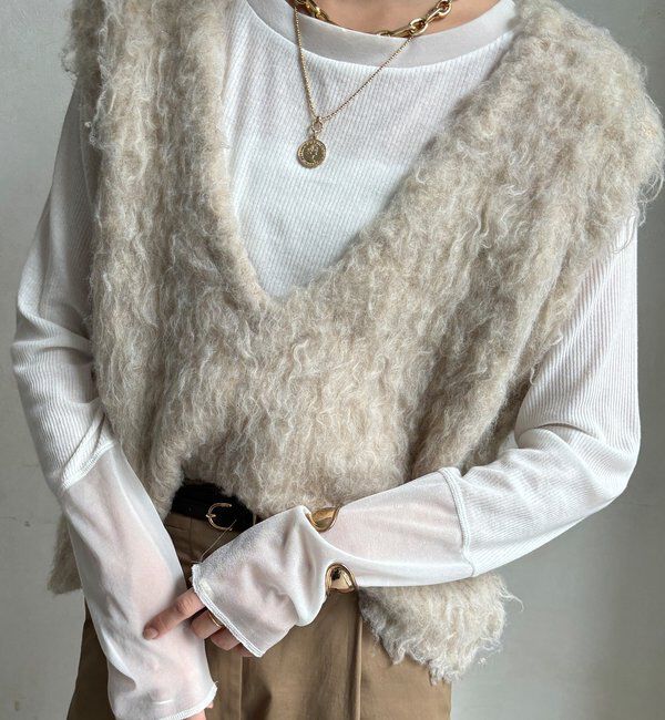  「【柔らかい着心地】袖シアーリブTEE」|Tシャツ・カットソー|