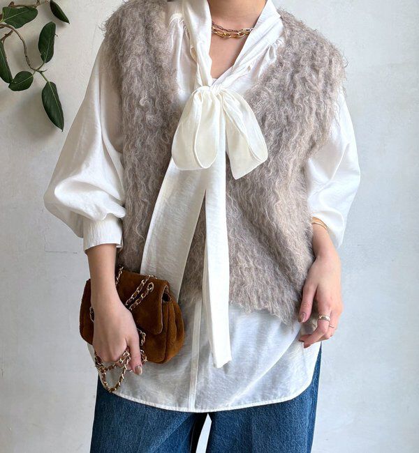  「【REI企画カラーあり】【前後2WAY】シャギーニットベスト」|ニット・セーター|ベージュ