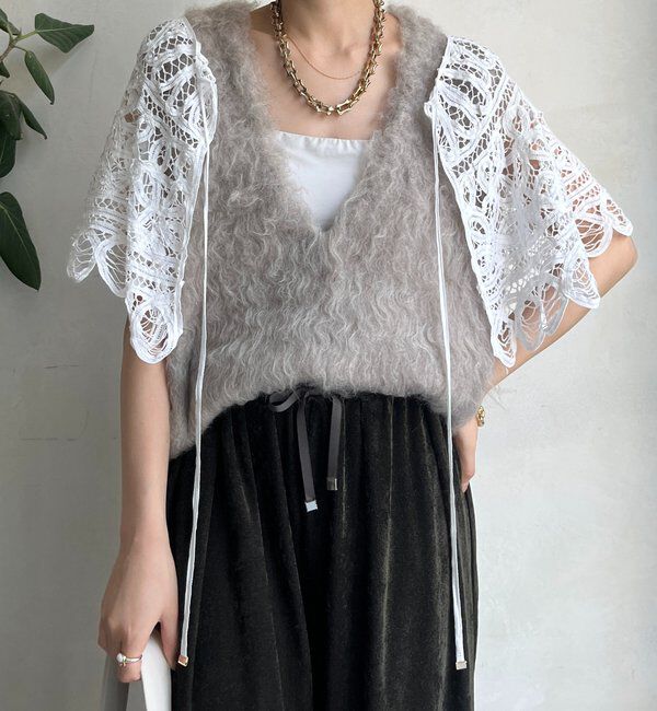  「【REI企画カラーあり】【前後2WAY】シャギーニットベスト」|ニット・セーター|