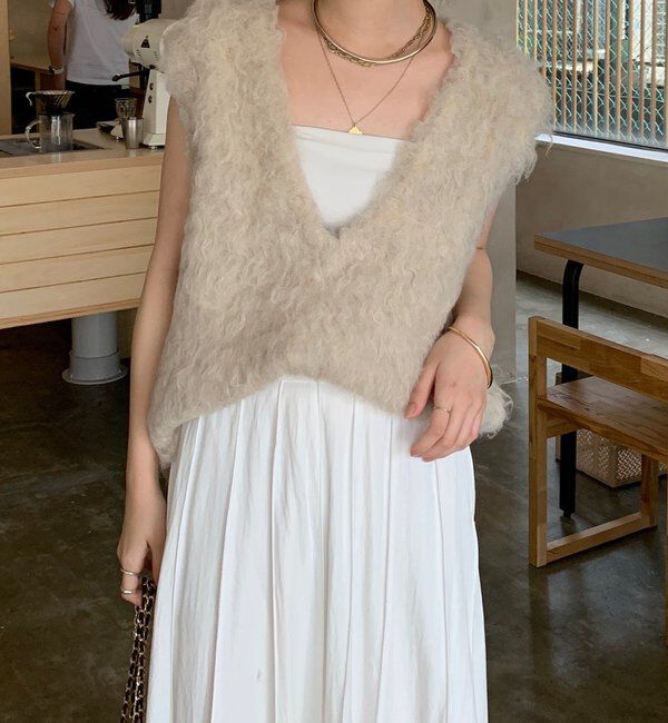  「【REI企画カラーあり】【前後2WAY】シャギーニットベスト」|ニット・セーター|