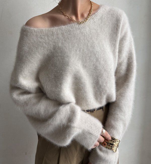  「ファーカシミヤプルオーバー」|ニット・セーター|ホワイト