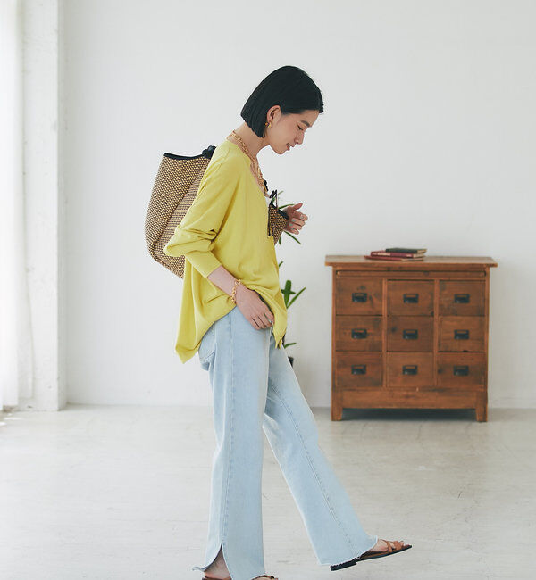  「【全骨格美脚見え！】slit DENIM」|デニム|