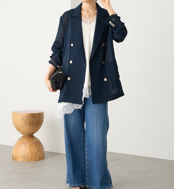  「予約【日除け・冷房避けに】リネンライクメッシュジャケット」|テーラードジャケット|