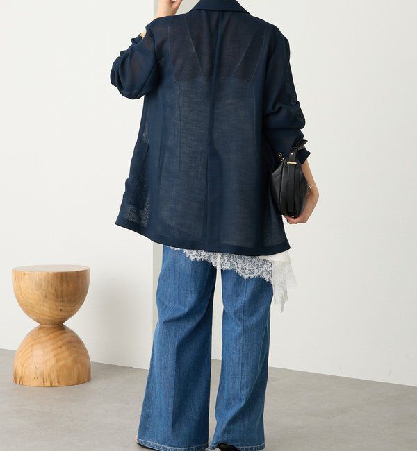  「予約【日除け・冷房避けに】リネンライクメッシュジャケット」|テーラードジャケット|