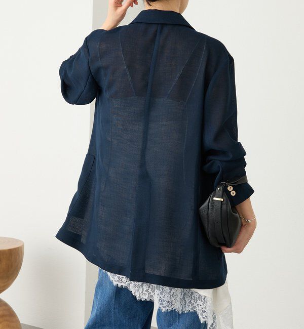  「予約【日除け・冷房避けに】リネンライクメッシュジャケット」|テーラードジャケット|