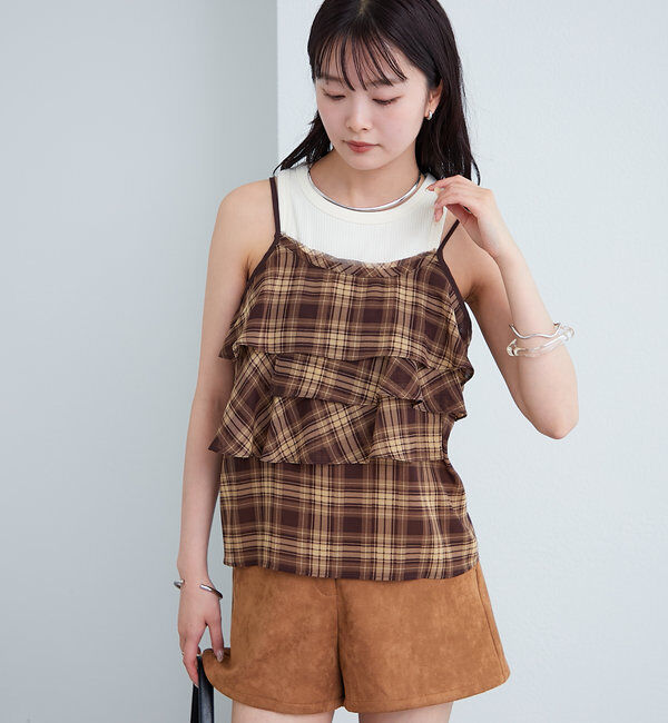  「チェックフリルキャミ」|シャツ・ブラウス|