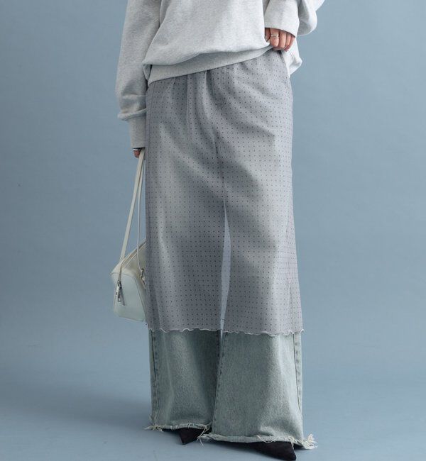  「ドットチュール スカート」|スカート|グレー