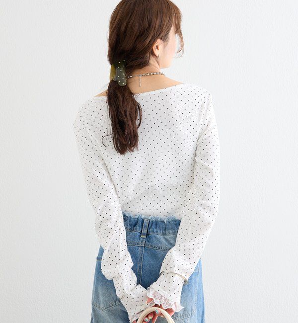  「レースドッキングオフショルロンT」|Tシャツ・カットソー|