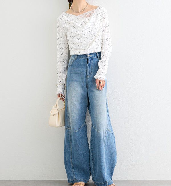  「レースドッキングオフショルロンT」|Tシャツ・カットソー|