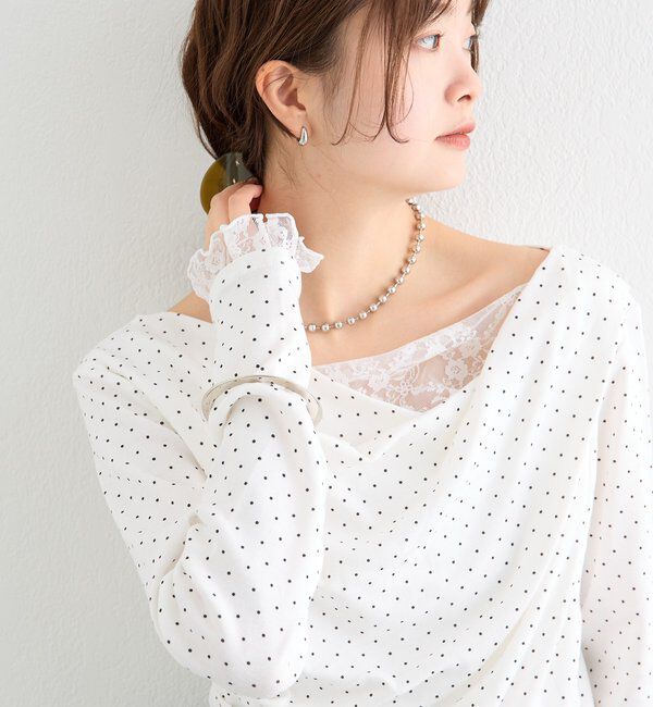  「レースドッキングオフショルロンT」|Tシャツ・カットソー|