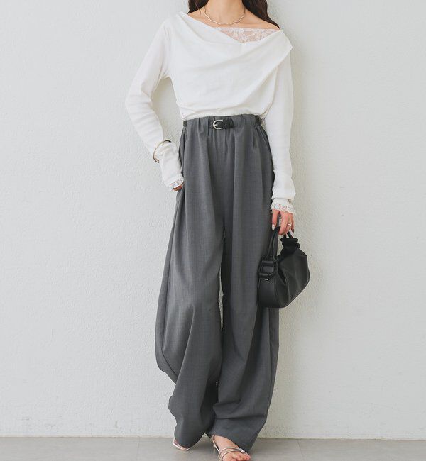  「レースドッキングオフショルロンT」|Tシャツ・カットソー|