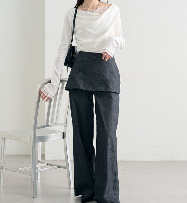  「レースドッキングオフショルロンT」|Tシャツ・カットソー|