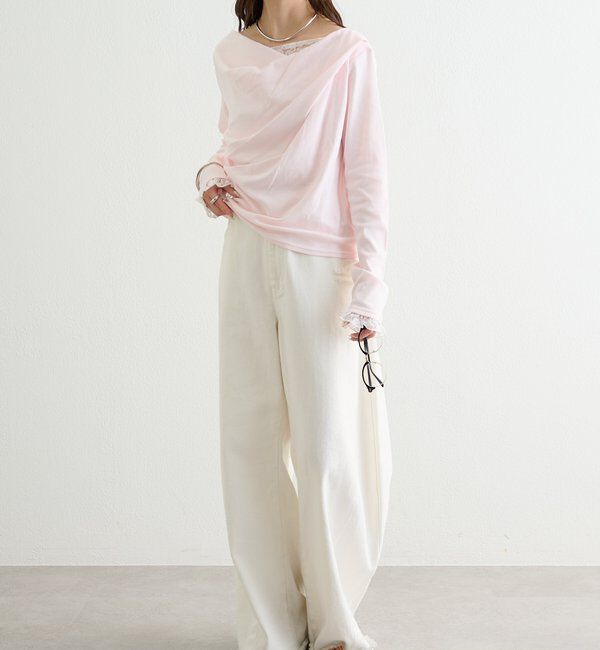  「レースドッキングオフショルロンT」|Tシャツ・カットソー|