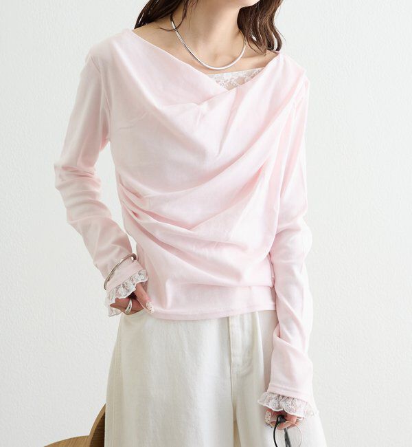  「レースドッキングオフショルロンT」|Tシャツ・カットソー|