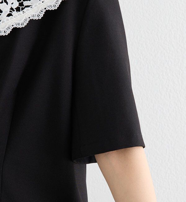  「レース付け襟半袖ジャケット」|テーラードジャケット|