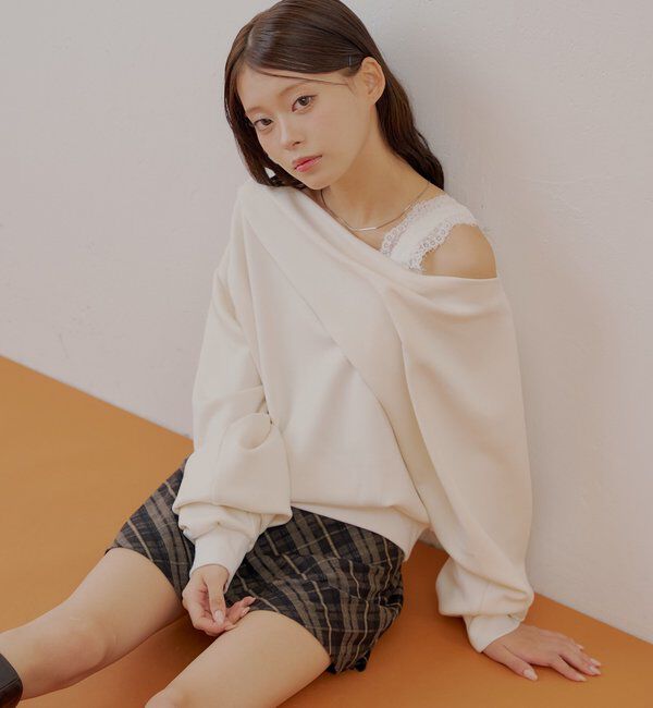  「ワンショル肩レーストップス」|Tシャツ・カットソー|ホワイト