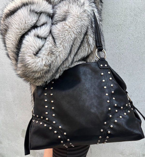  「スタッズフェイクレザーボストンバッグ」|ボストンバッグ|