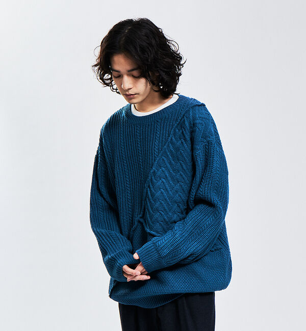 ABAHOUSE「【AH ABAHOUSE】ハンドステッチ プルオーバー ニット」|ニット・セーター|グリーン