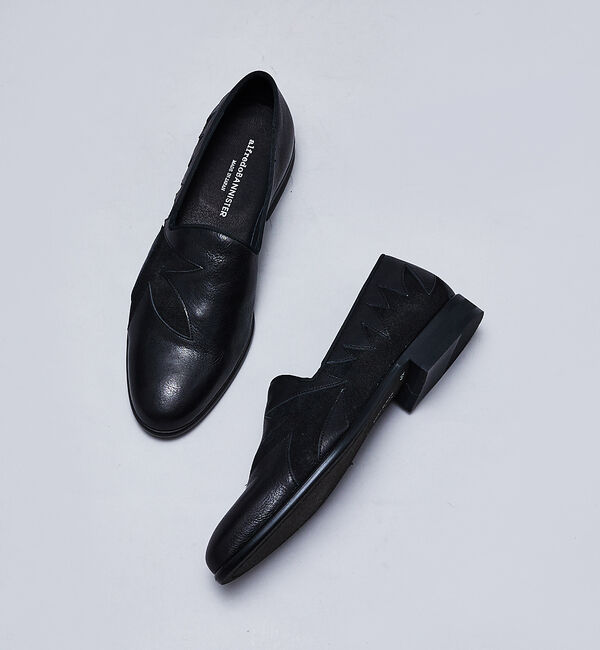 alfredoBANNISTER「【MADE IN JAPAN】ウエスタンパッチワーク オペラシューズ/スリッポン」|ローファー|ブラック