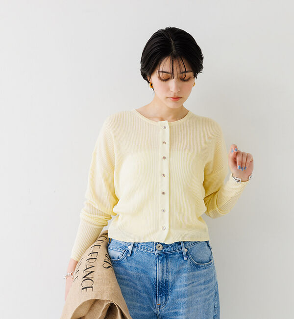Rouge vif「布帛コンビシアーリブカーディガン」|カーディガン|