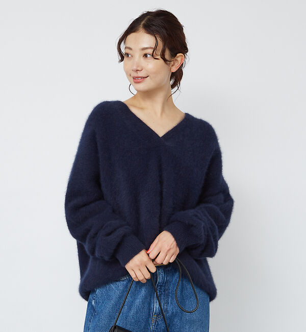 Rouge vif「フォックスウールVネックラウンドヘムニットプルオーバー」|ニット・セーター|