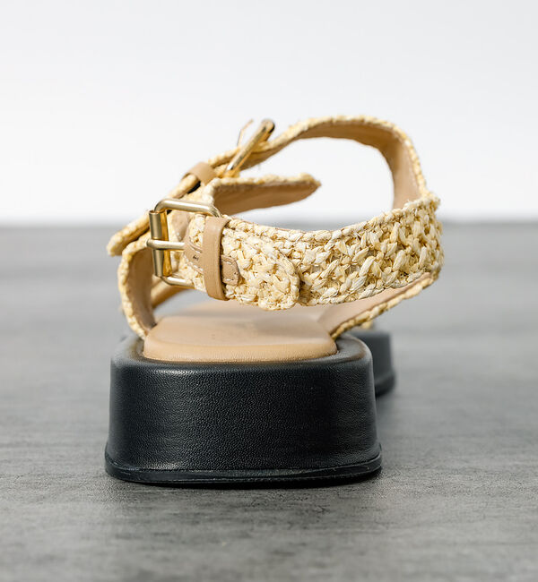 Rouge vif「【PAOLO BOVE / パオロ ボーヴ】ラフィアベルトサンダル / 厚底サン」|サンダル|