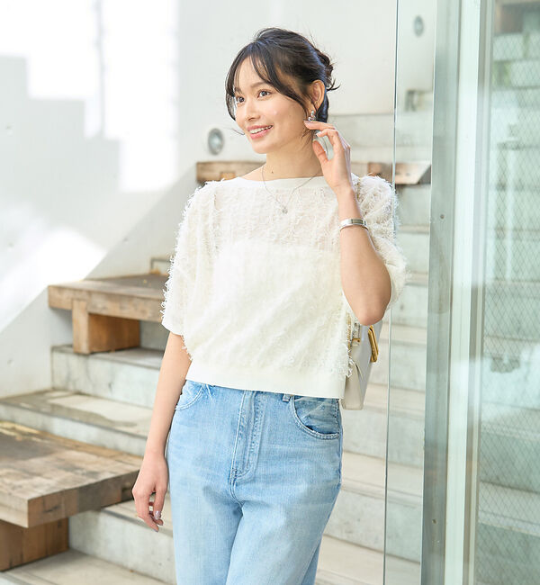 Rouge vif「シアーフリンジニット フレンチプルオーバー」|ニット・セーター|