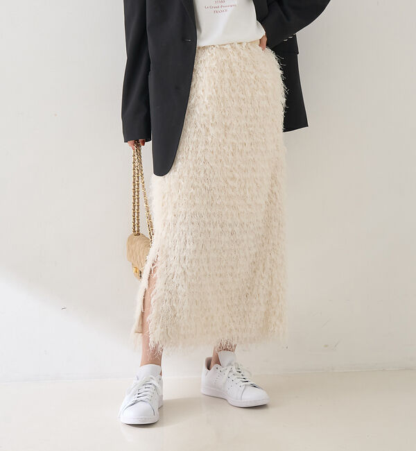Rouge vif「フリンジフェザーサイドスリットスカート」|スカート|