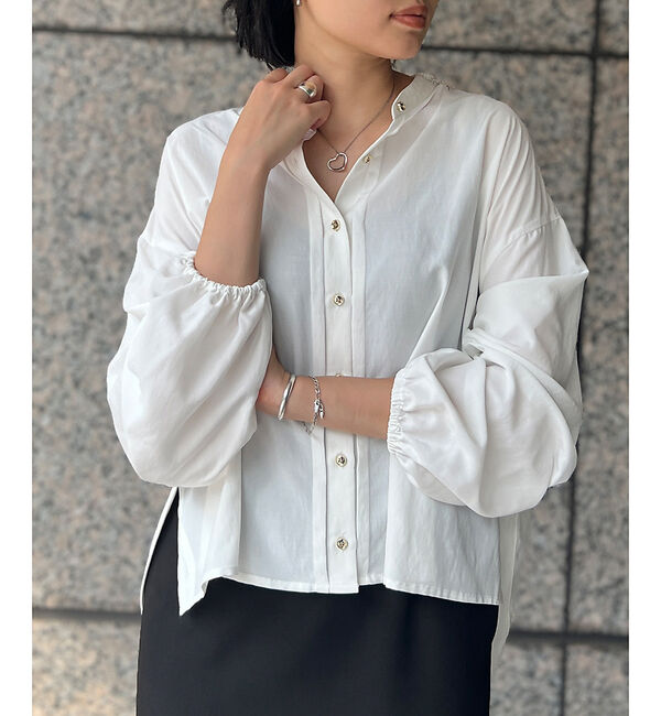 Rouge vif「スタンドカラータックシャツカーデ」|シャツ・ブラウス|