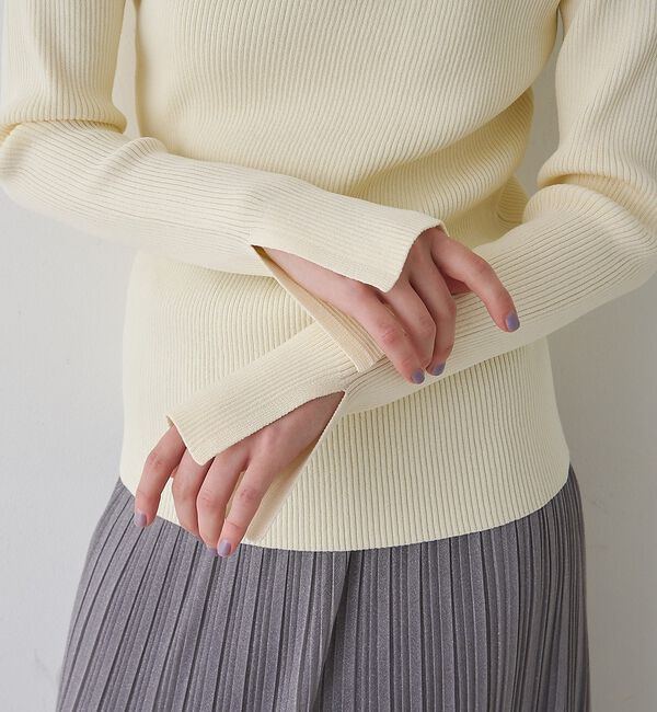 Rouge vif「【一部店舗限定】ドレープスリットスリーブリブニット」|ニット・セーター|