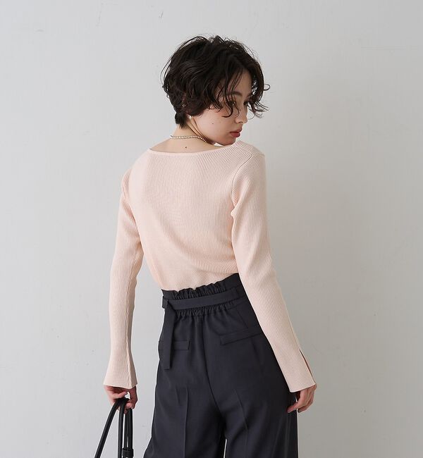 Rouge vif「【一部店舗限定】ドレープスリットスリーブリブニット」|ニット・セーター|