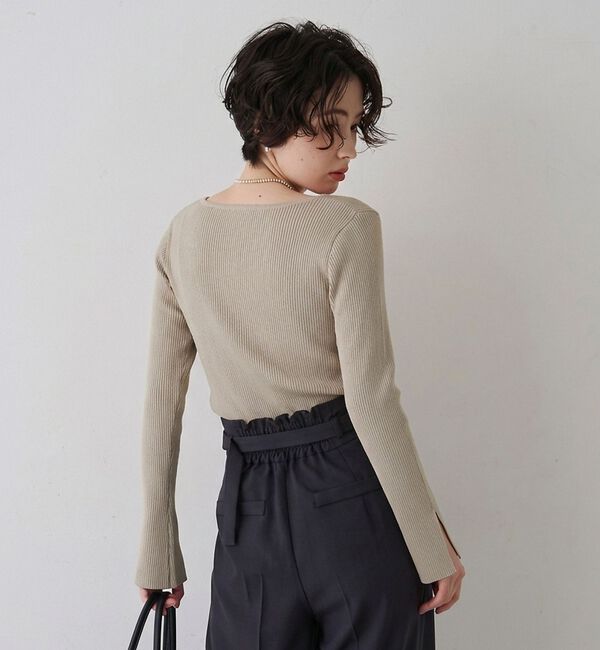 Rouge vif「【一部店舗限定】ドレープスリットスリーブリブニット」|ニット・セーター|