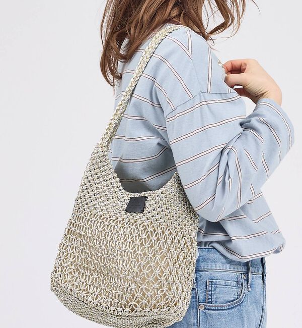 Rouge vif「【Swaraj /スワラージ】手編みのメタリックマクラメ・ショルダーバッグ（裏地」|ショルダー・メッセンジャー|