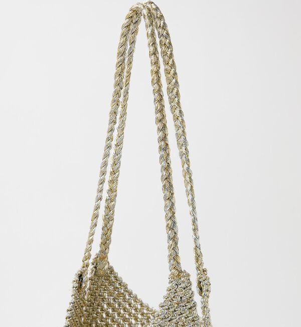 Rouge vif「【Swaraj /スワラージ】手編みのメタリックマクラメ・ショルダーバッグ（裏地」|ショルダー・メッセンジャー|