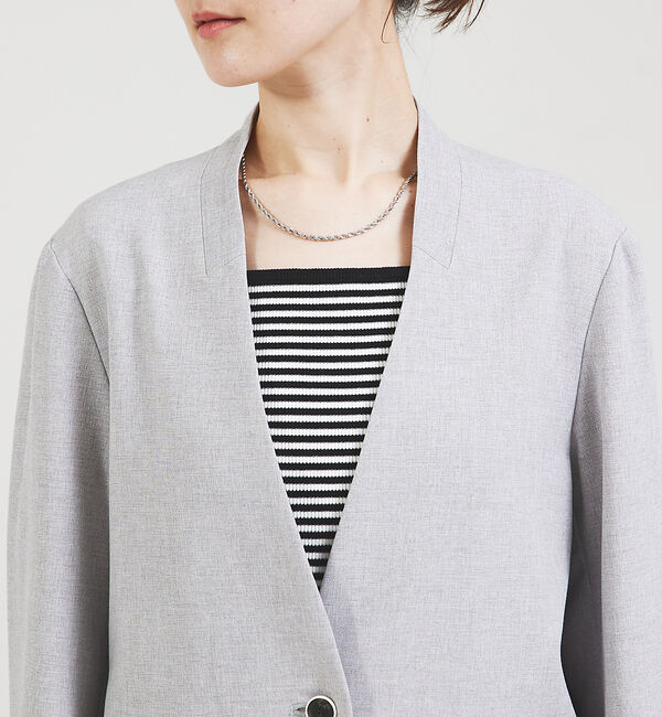 qualite「【セットアップ対応】クリスピーリネンジャケット」|ノーカラージャケット|