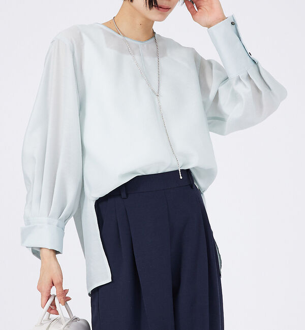 qualite「エアリータックスリーブブラウス」|シャツ・ブラウス|セージグリーン