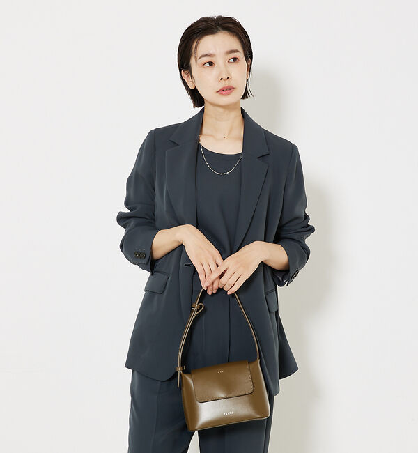 qualite「トルコサテンジャケット」|テーラードジャケット|チャコールグレー