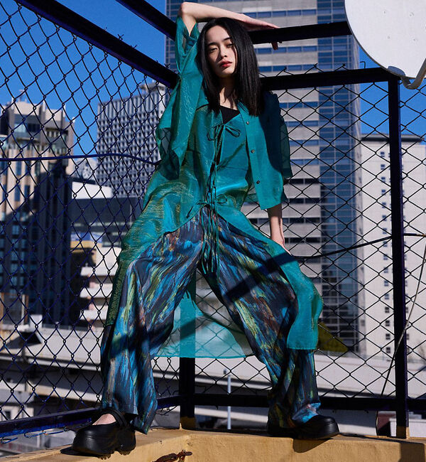 NOMINE「水彩アート ニュアンス柄 タックパンツ【予約】」|その他|